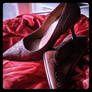 Franco Sarto leather studded embellished heels 8.5